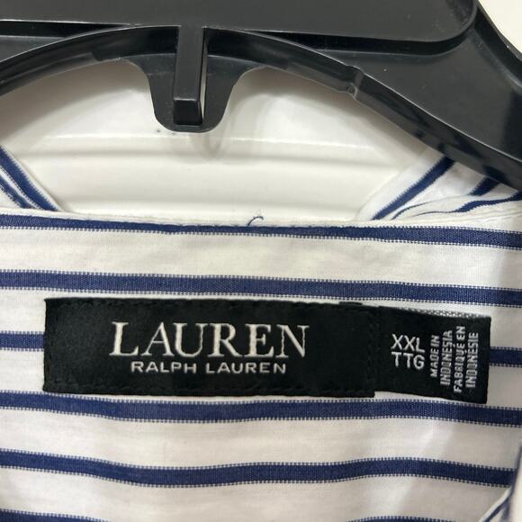 Lauren Ralph Lauren Navy White Striped Button Down Shirt Women’s Classic Fit XXL - Picture 8 of 12